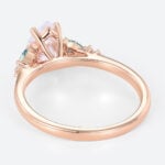 Rose Gold Engagement Rings 1.5ct Pear Cut Lab Diamond & Moss Agate Ring