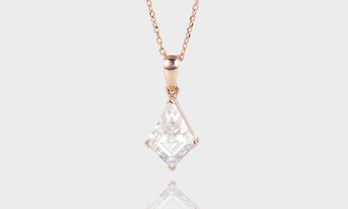 Rose Gold Floating Kite Cut Lab Diamond Solitaire Necklace (1)