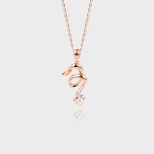 Rose Gold Heart Shaped Lab Diamond Pendant Spiral Design Necklace