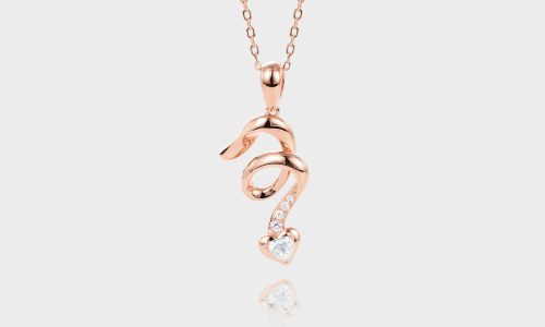 Rose Gold Heart Shaped Lab Diamond Pendant Spiral Design Necklace (1)