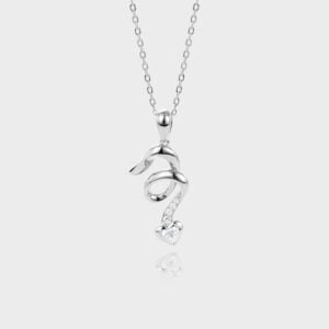 White Gold Heart Shaped Lab Diamond Serpentine Pendant Necklace
