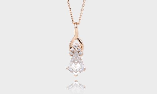 Rose Gold Kite Cut Lab Diamond Necklace With Fishtail Pendant Unique Necklace (1)