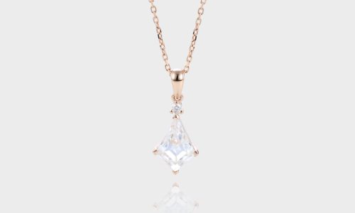 Rose Gold Kite Cut Lab Diamond Simple Pendant Necklace For Women (1)