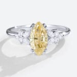 Marquise Cut Yellow Diamond Ring 1ct Fancy Lab Diamond Floral Rings in White Gold