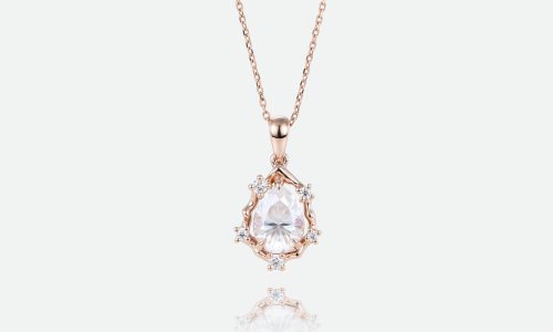 Rose Gold Pear Shaped Lab Diamond Necklace Irregular Unique Pendant Necklace (1)