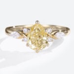 Yellow Diamond Ring 1.5ct Pear Shaped Lab Yellow Diamond Rings