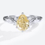 White Diamond Ring 1.5ct Pear Shaped Lab Yellow Diamond Rings