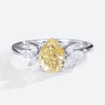 Rose Gold Pear Shaped Lab Yellow Grown Diamond Cluster Engagement Ring Marquise Side Stone Ring (1)–