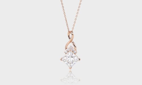 Rose Gold Princess Cut Lab Diamond Necklace Infinity Pendant Necklace (1)