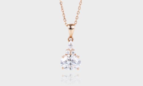 Rose Gold Simple East-West Oval Cut Lab Diamond Necklace (1)