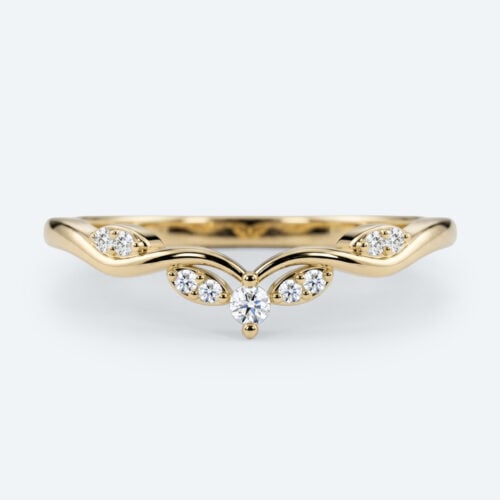 Round Cut Lab Grown Diamond Wedding Band Curved Stacking Ring