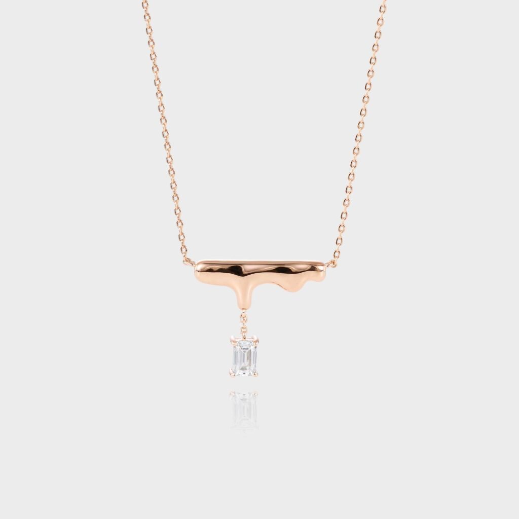 Solitaire Emerald Cut Lab Diamond Necklace Clouds Pendant For Women (1)