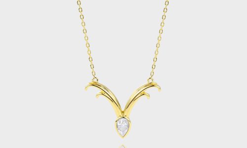 Solitaire Pear Shaped Lab Diamond Necklace Elf's Horn Pendant For Women (1)
