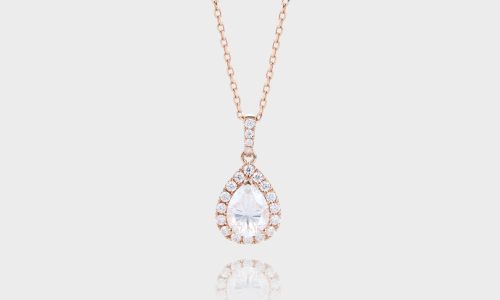 Vintage Pear Cut Lab Diamond Halo Pendant Necklace Gift For Women (1)