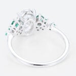 1.5ct Oval Cut Lab Diamond Engagement Ring with Lab Emerald Side Stone Ring in White Gold