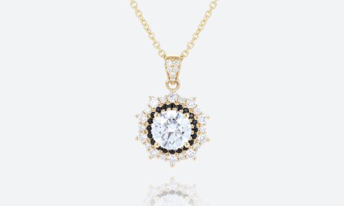 Double Halo Starlight Pendant Necklace Round Cut Lab Diamond Necklace (1)