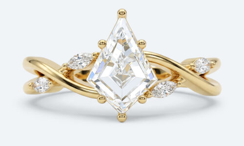 Kite Cut Lab Grown Diamond Intertwined Anniversary 6-Prong Engagement Ring in Yellow Gold (3)