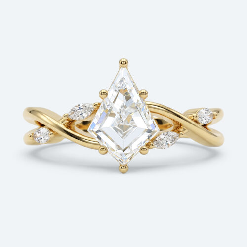 Kite Cut Lab Grown Diamond Intertwined Anniversary 6-Prong Engagement Ring in Yellow Gold