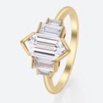 Long Hexagon Cut Lab Grown Diamond Baguette Accented Bezel Setting Engagement Ring (2)