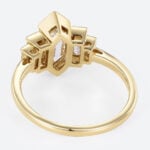 Long Hexagon Cut Lab Grown Diamond Baguette Accented Bezel Setting Engagement Ring (3)