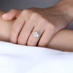 Long Hexagon Cut Lab Grown Diamond Baguette Accented Bezel Setting Engagement Ring (5)