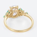 1.5ct Oval Cut Lab Diamond Engagement Ring with Lab Emerald Side Stone Ring in Yellow Gold