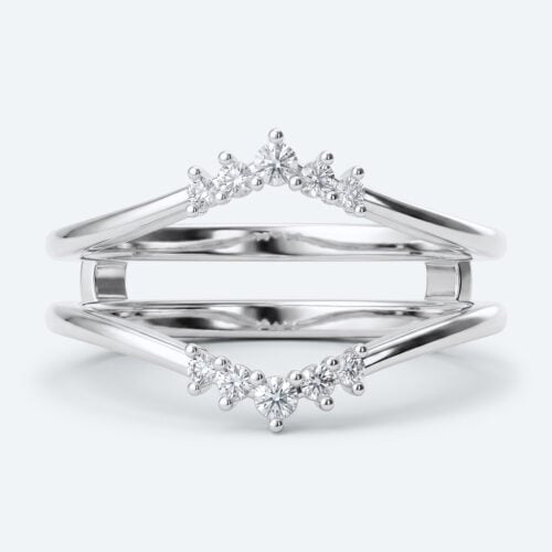 Round Cut Lab Grown Diamond Rings Double Curved Wedding Bands