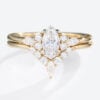 0.5ct Colorless VS+ Marquise Cut Lab Grown Diamond Petite 4-Prong Engagement Ring Set in Yellow Gold