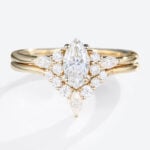 0.5ct Colorless VS+ Marquise Cut Lab Grown Diamond Petite 4-Prong Engagement Ring Set in Yellow Gold