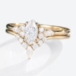0.5ct Colorless VS+ Marquise Cut Lab Grown Diamond Petite 4-Prong Engagement Ring Set in Yellow Gold