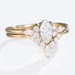 0.5ct Colorless VS+ Marquise Cut Lab Grown Diamond Petite 4-Prong Engagement Ring Set in Yellow Gold