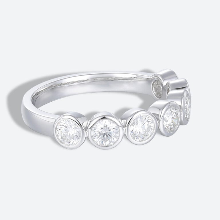Bezel Lab Diamond Rings 0.9ct Round Cut Stacked Wedding Rings ...