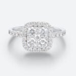 Pave Diamond Ring Band Cushion Cut Lab Diamond