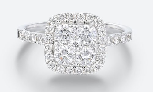 Pave Diamond Ring Band Cushion Cut Lab Diamond