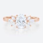 Oval Diamond Rings Simple Cluster 1ct Lab Diamond Bridal Ring