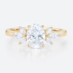 Oval Diamond Rings Simple Cluster 1ct Lab Diamond Bridal Ring
