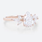1ct Colorless VS+ Pear Shaped Lab Grown Diamond Simple Cluster 4-Prong Engagement Ring in Rose Gold (5)