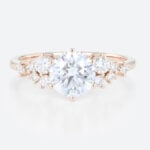 Lab Grown Diamond Ring Round Cut Unique Cluster Engagement Rings