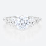 Lab Grown Diamond Ring Round Cut Unique Cluster Engagement Rings