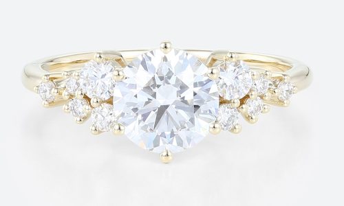 1ct Colorless VS+ Round Cut Lab Grown Diamond Cluster 6-Prong Engagement Ring in Rose Gold (1) Lab Grown Diamond Ring Round Cut Unique Cluster Engagement Rings