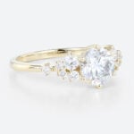 Lab Grown Diamond Ring Round Cut Unique Cluster Engagement Rings