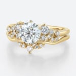 1ct Colorless VS+ Round Cut Lab Grown Diamond Vintage 6-Prong Engagement Ring Set (3)