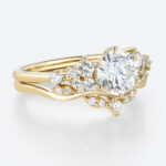 1ct Colorless VS+ Round Cut Lab Grown Diamond Vintage 6-Prong Engagement Ring Set (4)