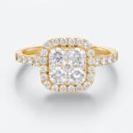 Cushion Lab Diamond Engagement Rings Halo Pavé Bridal Ring (5)