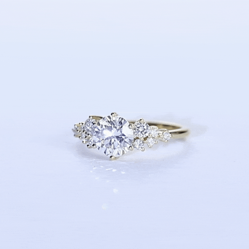 Lab Grown Diamond Ring Round Cut Unique Cluster Engagement Rings