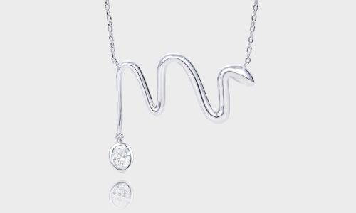 Lab Diamond Necklace Snake Shaped Pendant Necklace (1)