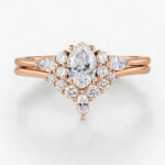 0.5ct Colorless VS+ Marquise Cut Lab Grown Diamond Petite 4-Prong Engagement Ring Set in Rose Gold