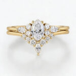0.5ct Colorless VS+ Marquise Cut Lab Grown Diamond Petite 4-Prong Engagement Ring Set in Yellow Gold