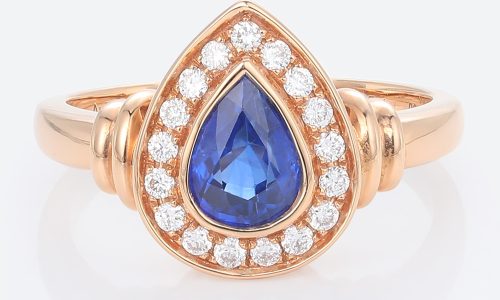 Halo Pear Shaped Engagement Ring Sapphire Gold Ring