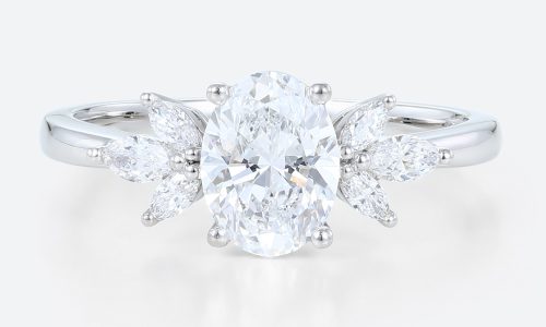 Oval Cut Lab Diamond Engagement Ring Simple Cluster Bridal Ring (1)
